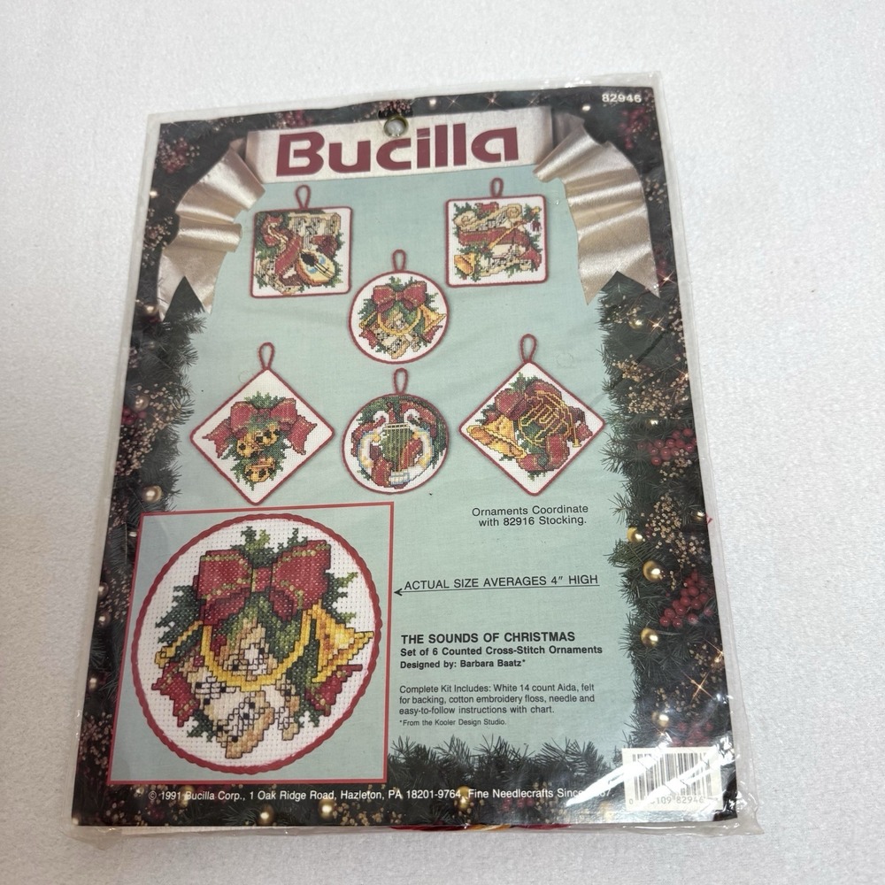 Bucilla Cross Stitch Kit The Sounds of Christmas Ornaments 82946 Barbara Baatz
